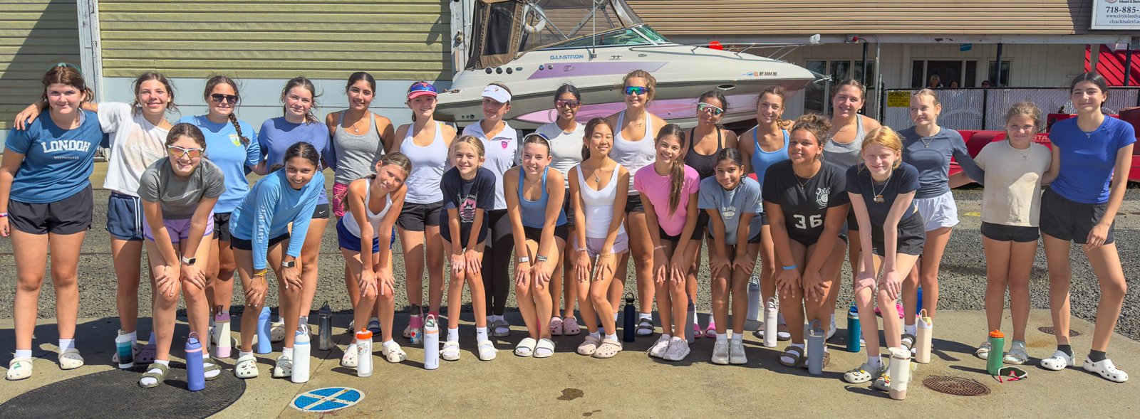The U16 squad on the dock after practice