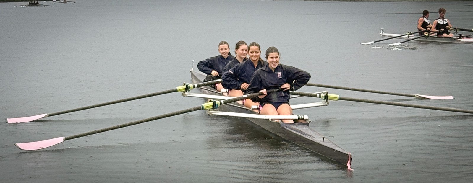 The second varsity four on the water